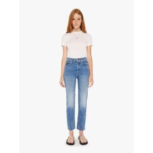 Mother jeans 32 blue tomcat ankle fray on the road high rise straight denim